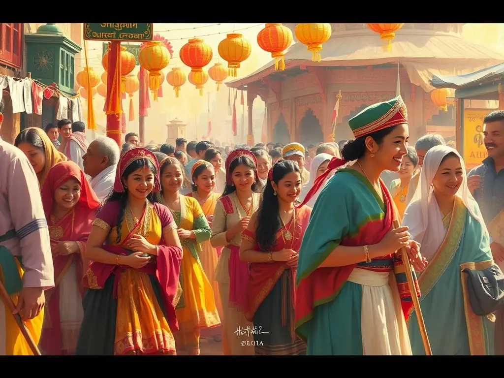 A photograph depicting a lively cultural festival organized by BY VALACROFT, featuring traditional music, dance, and food, highlighting the organization's role in promoting cultural diversity and understanding.